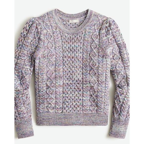 J. Crew Sweaters - J. Crew Lavender Wool Marled Cable Knit Crewneck Sweater Women's Size Medium